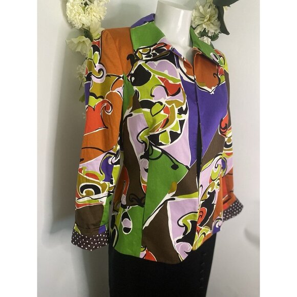 VTG Dana Buchman Size 4 Blazer Jacket Multi Color Abstract Pattern Lined USA EUC - Picture 16 of 16